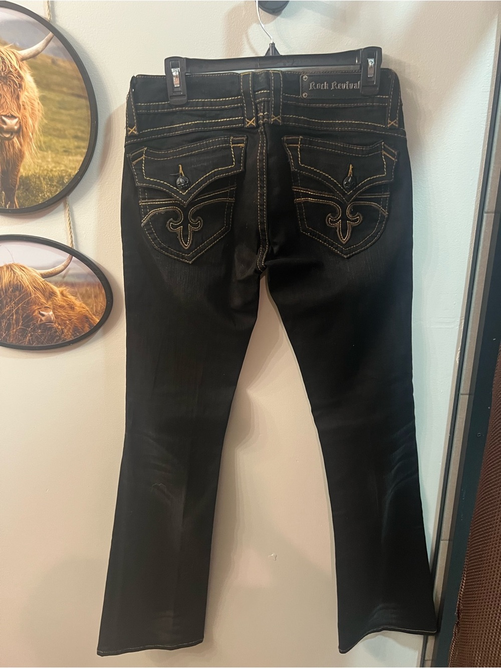Rock Revival Women's Black Flare Jeans with Contrast Stitching - Picture 2 of 4